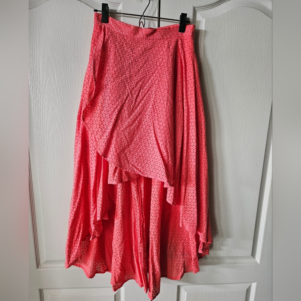 Nola Couture coral eyelet skirt, Small